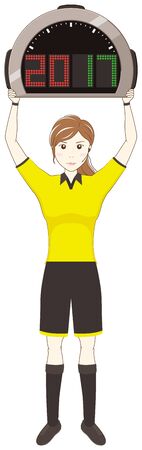 Female referee with referee boardのイラスト素材