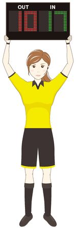 Female referee with referee boardのイラスト素材