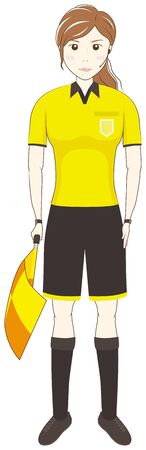 Female assistant referee with flagのイラスト素材