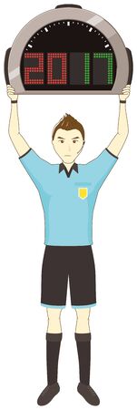 Referee showing change of players on referee boardのイラスト素材