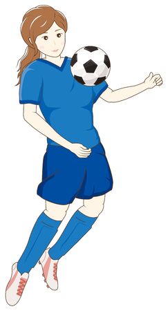 Female football player trapping the ballのイラスト素材