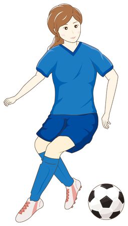 Female football player to keep the ballのイラスト素材