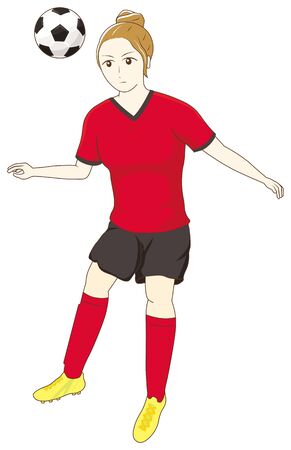 Female football player heading the ballのイラスト素材