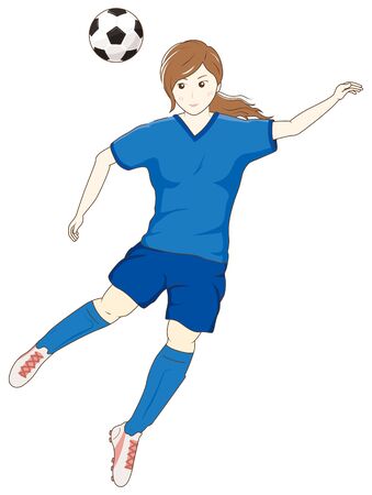 Female football player heading the ballのイラスト素材