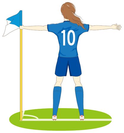 Female football player performing a goalのイラスト素材