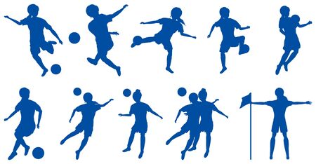 Female football players silhouette setのイラスト素材