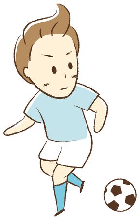 Boy playing football "Keep the ball"のイラスト素材
