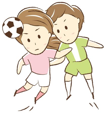 Girl playing football @air combatのイラスト素材