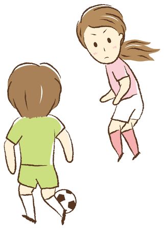 Girl playing football @Matchupのイラスト素材