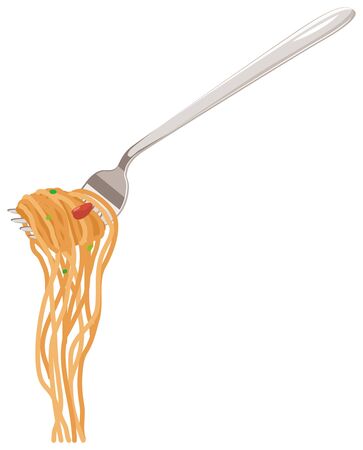 Italian food pasta and forkのイラスト素材