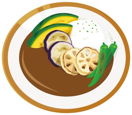 Curry with lots of summer vegetablesのイラスト素材