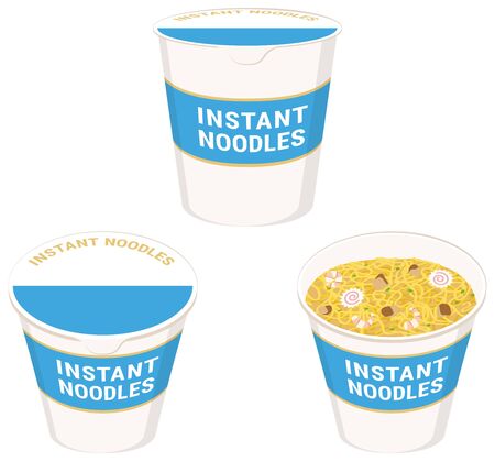 Instant ramen noodles. illustration Vectorのイラスト素材