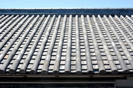 Tile roof of Japanese houseの写真素材