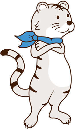 A tiger character with arms folded. Vector illustrationのイラスト素材