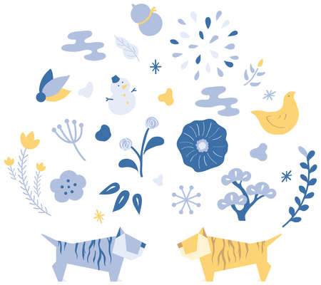 New Year decoration with a tiger motif. Vector illustrationのイラスト素材