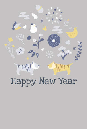 New Year card template. Simple Japanese style.â Japaneseï¼tiger.âのイラスト素材