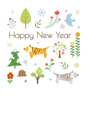 New Year card template. Simple Japanese style.â Japaneseï¼tiger.âのイラスト素材