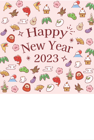 New Year card template. Simple New Year item pattern. âJapaneseï¼happy new year."のイラスト素材