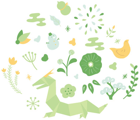 New Year's decorations for the Year of the Dragon in a Scandinavian style.のイラスト素材