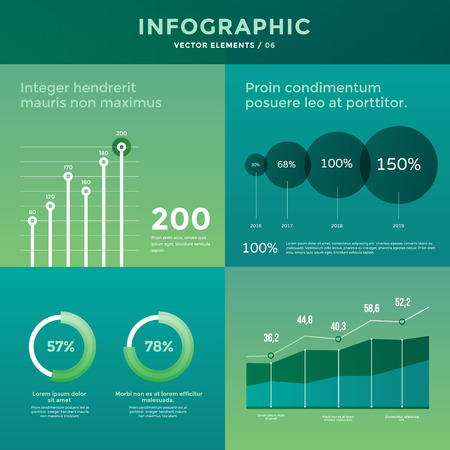 Collection infographic vector elements. Use in website, flyer, corporate report, presentation, advertising, marketing etcのイラスト素材