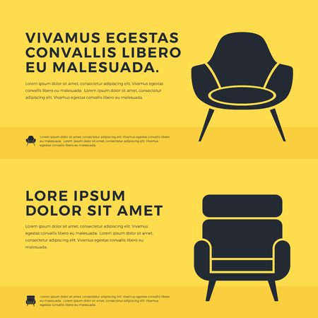 Flat design armchairs. Vector Furniture elements. Template layout for banners, brochure, flyer, booklet.のイラスト素材