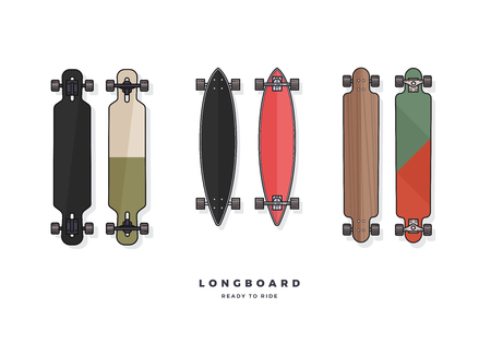 Set of long boards. Vector illustration.のイラスト素材