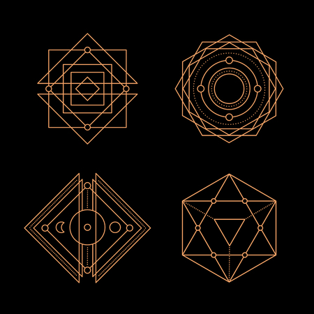 Sacred geometry. Alchemy, religion, philosophy, hipster elements. Geometric shapes. Vector illustration.のイラスト素材