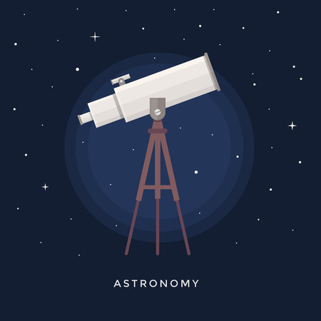 Astronomy. Telescope on a tripod against the background of a starry sky. Education, science,...