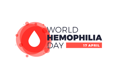 Hemophilia World Day poster, emblem medical sign for 17th of April. White drop of blood in an abstract red circle on white background vector illustration.のイラスト素材