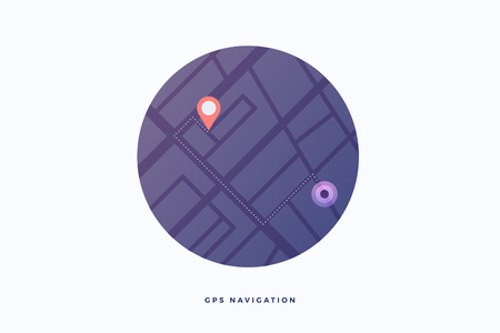 Modern interface for GPS navigation. Mobile scheme of city streets for smartphones or computers. Concept of mobile applications. Flat design. Vector illustration.のイラスト素材