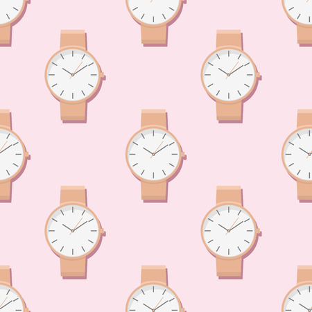 Seamless pattern with a picture of a wristwatch in a flat style. Vector illustration.のイラスト素材