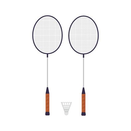 Rackets of badminton, isolated on white background. Sport game. Vector illustration.のイラスト素材