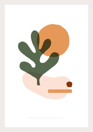 Minimalist shapes in pastel colors. Fashionable composition of abstract shapes vector illustration. Modern art for home decor, greeting cards, invitation. Design element for poster, cover, brochure.のイラスト素材