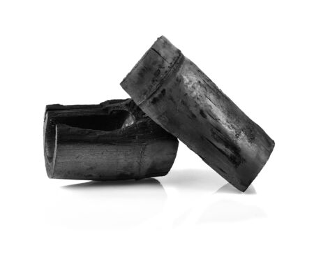 Bamboo charcoal isolated on white background.の写真素材