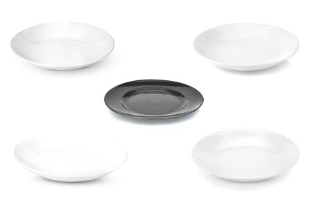 ceramic plate on white backgroundの写真素材