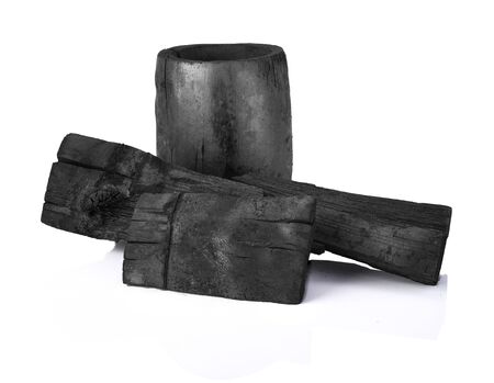 Bamboo charcoal isolated on white background.の写真素材