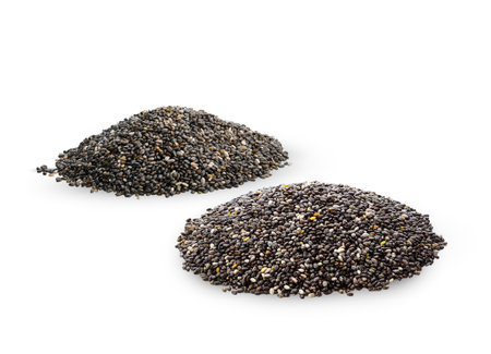 Chia seeds Isolated on white background.の写真素材