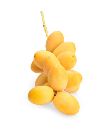 Fresh date palm on white background. Clipping path included. Close up.