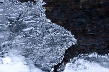 Detail view of ice formations in a river