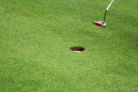 Just putted the golfball in the hole