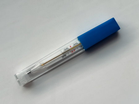 thermometerexhibition of precise medical temperature devices, visual display featuring sterilized pediatric temperature tools, arrangement of accurately calibrated clinical thermometers specificallyの写真素材