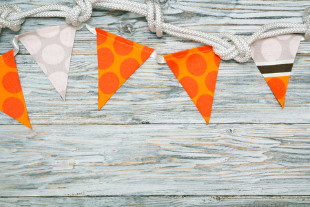 flags and rope on old boards, copyspaceの写真素材