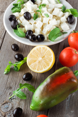 Vegetables for cooking Greek salad. Close upの写真素材