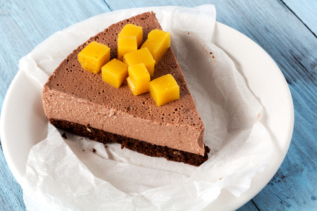 cut piece cheesecake cheese chocolateの写真素材