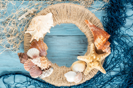 postcard in marine style with space for textの写真素材