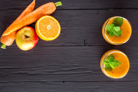 fruit-vegetable smoothies, ingredients for its preparation, flat layの写真素材