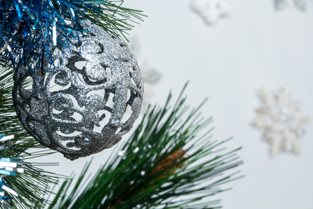 Decorations on the Christmas tree close upの写真素材