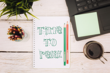 Morning cup of coffee at workの写真素材