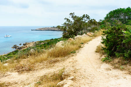 Park Cavo Greco in Ayia Napa overlooking Sea. Cyprusの写真素材