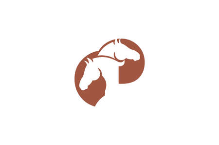 two horse heads illustration for businessの写真素材